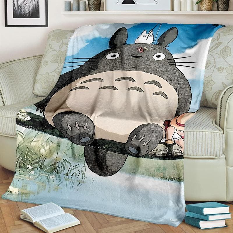 My Neighbor T-Totoro Anime Cartoon Blanket,Soft Throw Blanket for Home Bedroom Bed Sofa Picnic Travel Office Cover Blanket Kids 75cm x 90cm