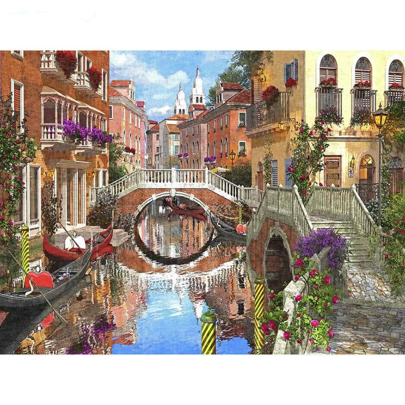 5D DIY Diamond Painting Bridge Water Diamond Embroidery Cross Stitch Rhinestone Mosaic Painting 20X30CM