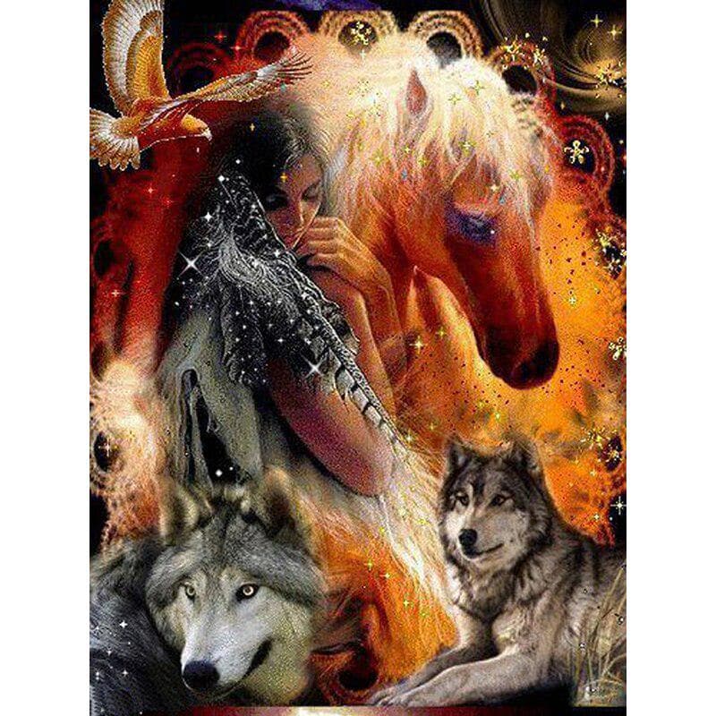 5D Diy Daimond Painting Cross-stitch Animal&horse Rhinestone Painting Diamond Embroidery 20X30CM