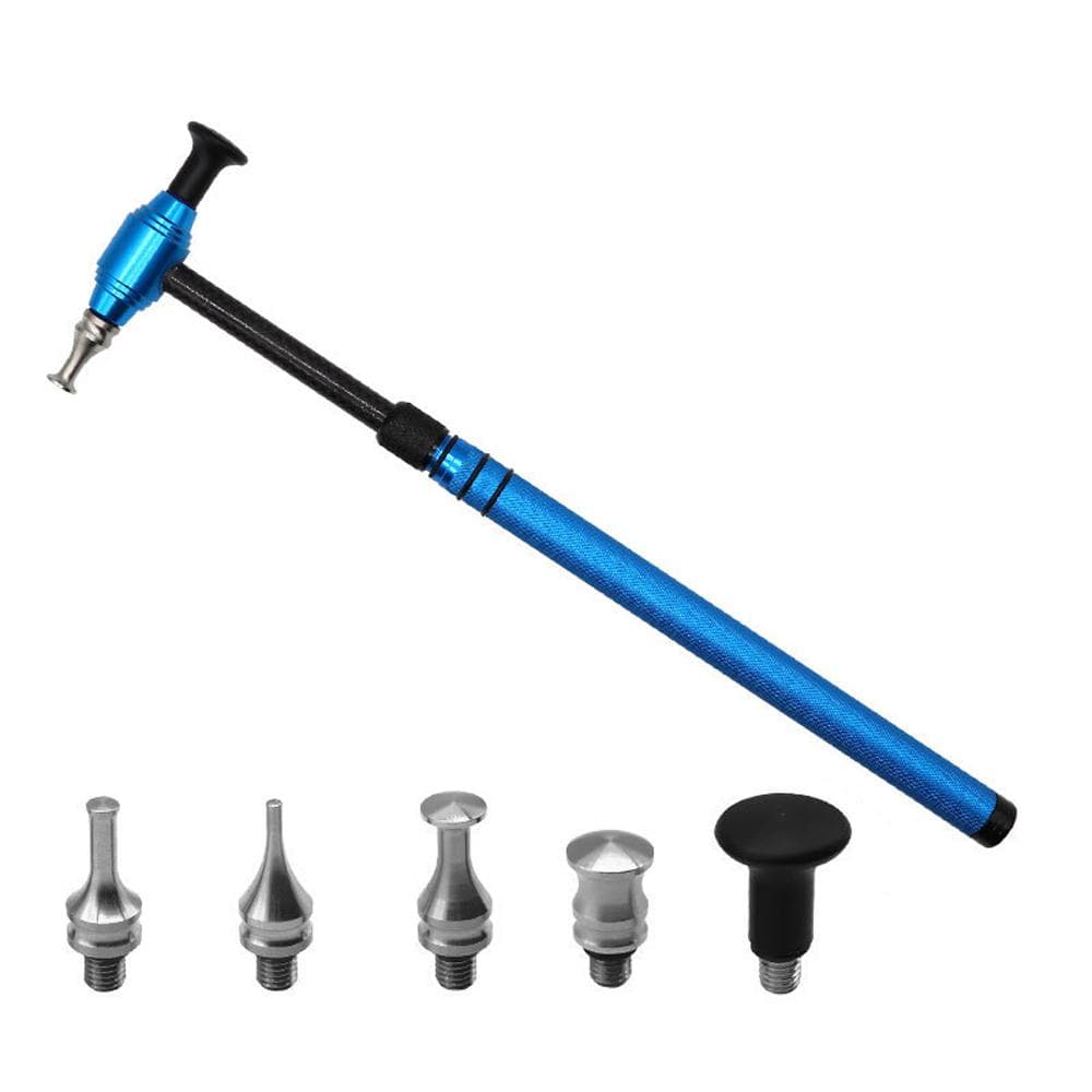 Car Dent Repairing Tool Telescopic Aluminum Alloy Hammer with 5 Knock Down Heads Paintless Dent blue