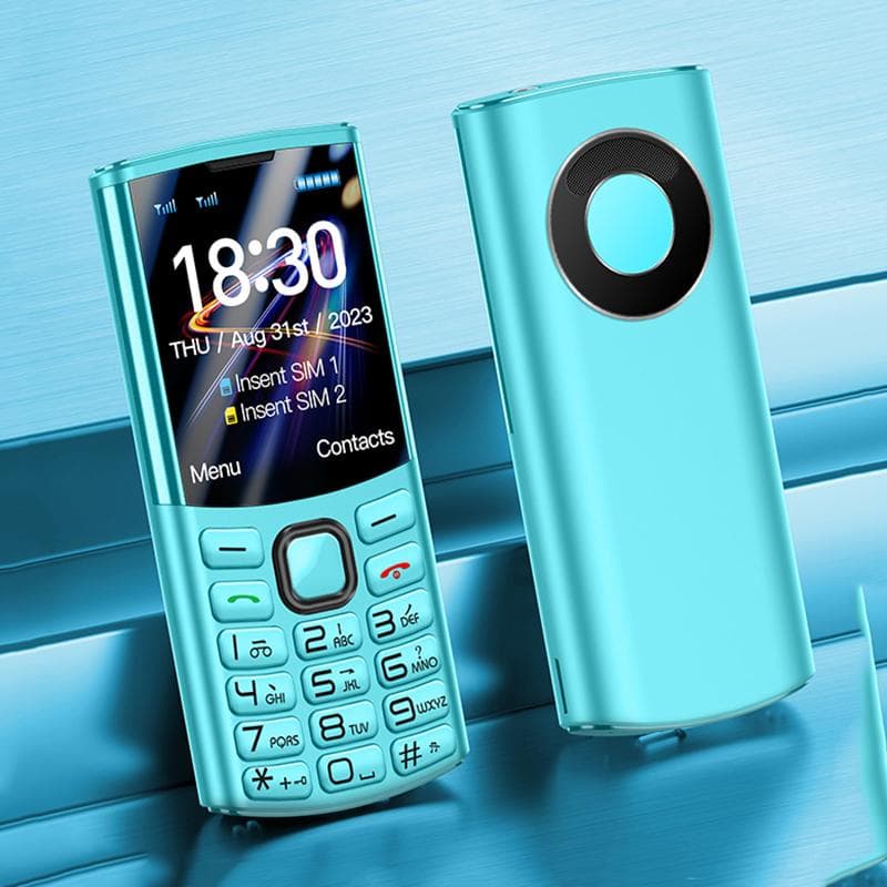 i78(H11) Mini 4G Button Mobile Phone 1.77inch Dual SIM LED Flashlight Voice King Loudspeaker Type-C Multimedia Feature Phone blue
