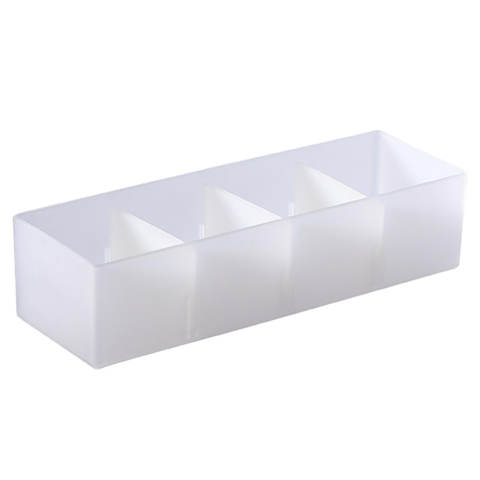 4 Section Drawer Organizer Tray with Removable Partition Stackable Translucent Plastic Divided S