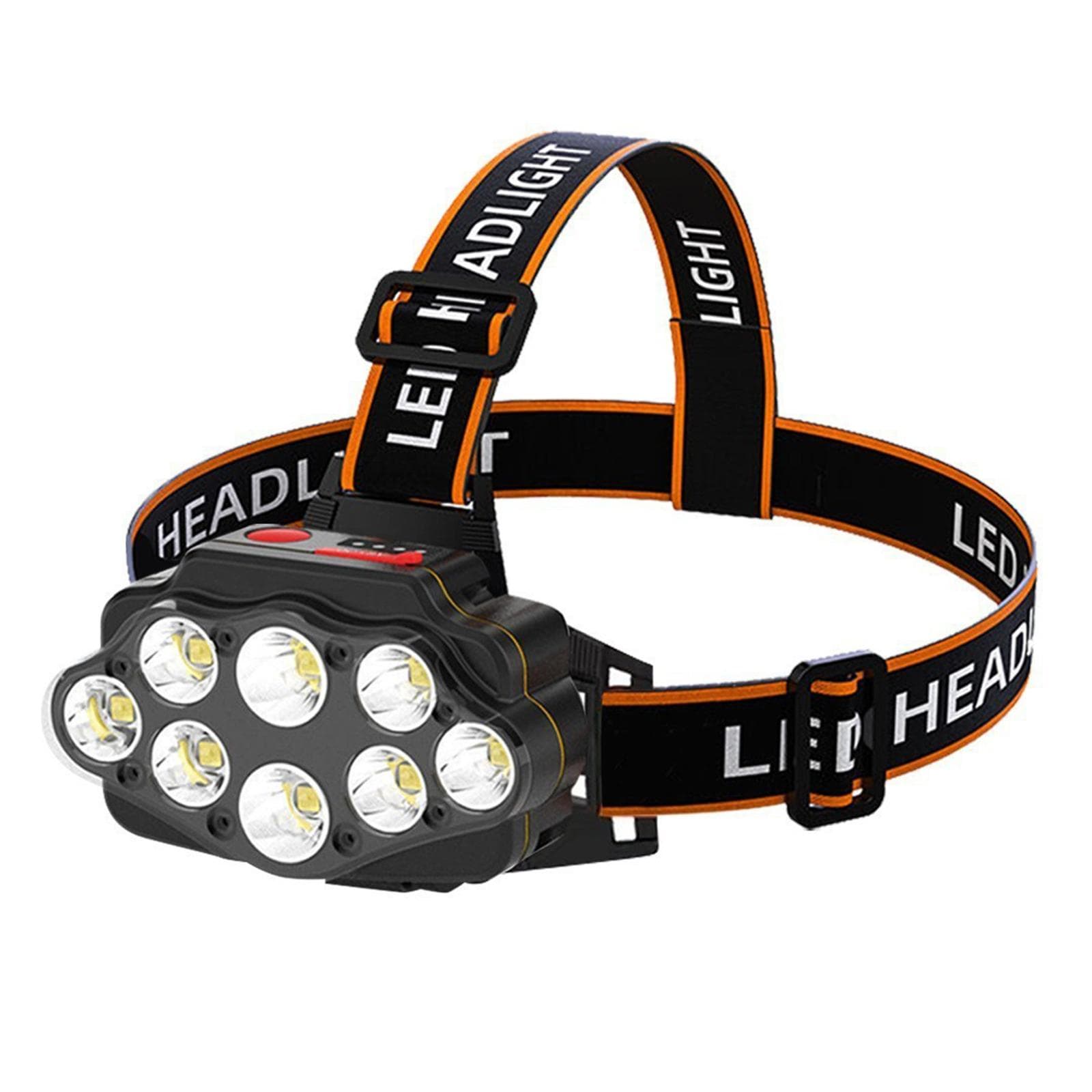 8LEDs Super Bright Headlamp Outdoor Camping Hiking Head Lamp Head-mounted Night Fishing Headlight Two Batteries black
