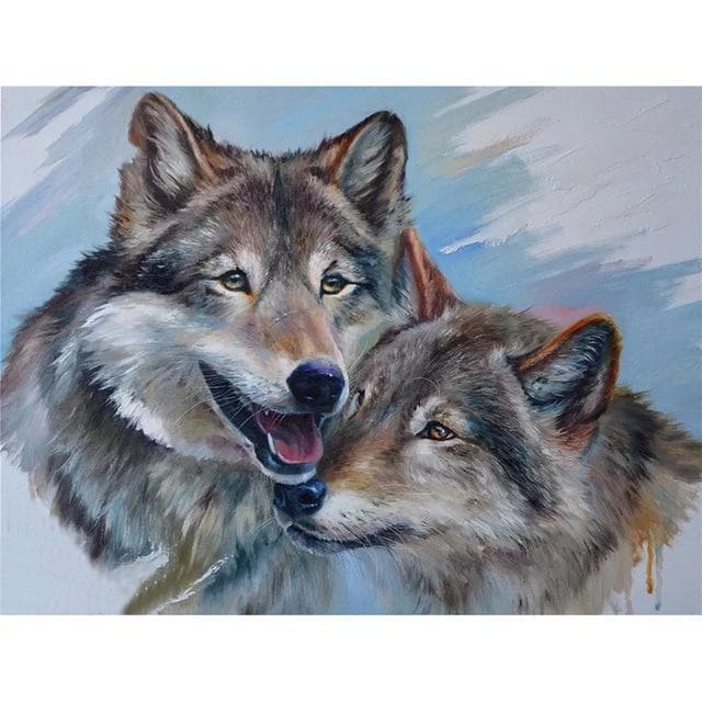 DIY 5D Diamond Painting Wolf Animal Mosaic Kit Cross Stitch Diamond Embroidery Full Drill Round 30X40CM light blue