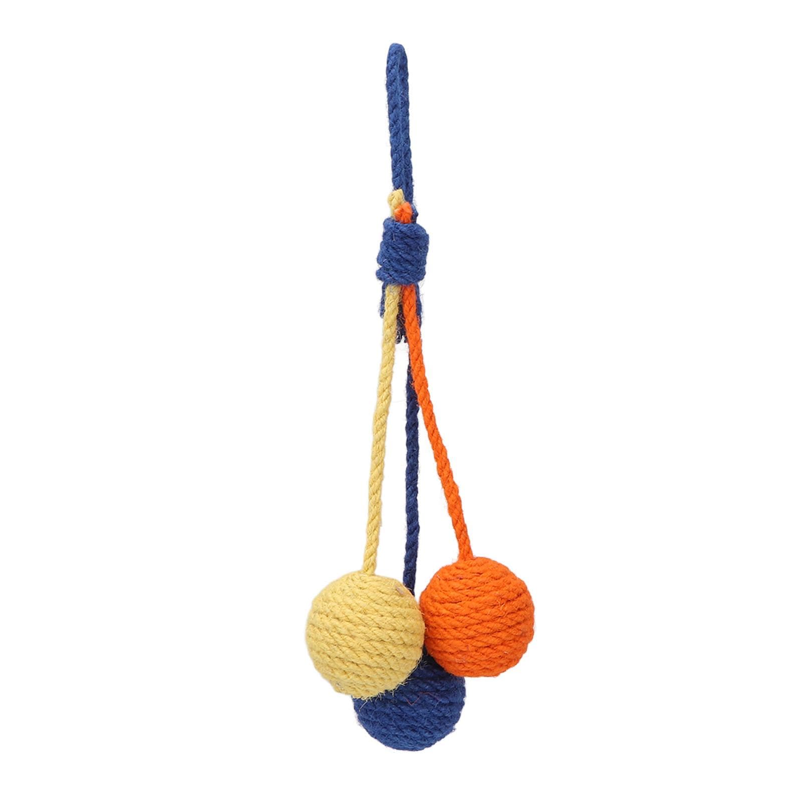 Hanging Cat Sisal Ball Chewable Colorful Interactive Cat Sisal Rope Ball Toy for Pet Indoor Red