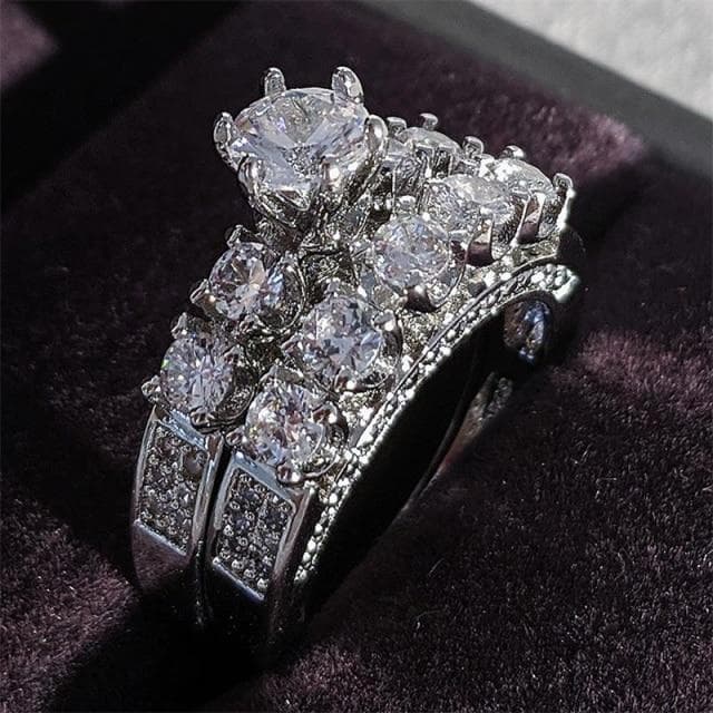 925 Sterling Silver Luxury Bold Big Wedding Rings Set for Bridal Women Engagement African Finger Christmas Gift Jewelry R4428 6