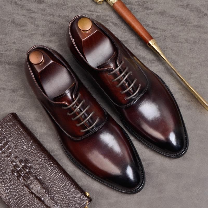 Fashion Mens Formal Shoes Genuine Leather Oxford Shoes For Men Italian 2024 Dress Shoes Wedding Laces Leather Business Shoes 869 39 dark brown