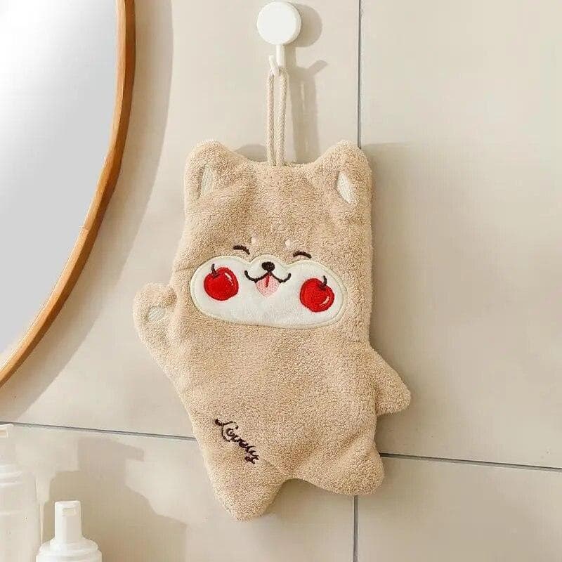 Double Layer Hand Towel Hanging Cartoon Square Scarf Thick Absorbent Towel Coral Velvet Double Layer Cute Tong Hand Towel