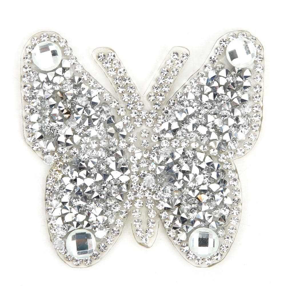 5pcs Rhinestone Cloth Patches Embroidery Sticker Hot Melt Glue Applique DecorSilver