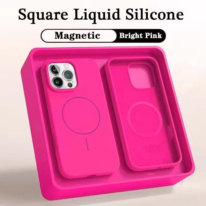 2025 Liquid Silicone Magnetic Case For iPhone 16 15 14 11 12 13 Pro Max Plus Wireless Charging Soft Cover iPhone 16 Pro rose red