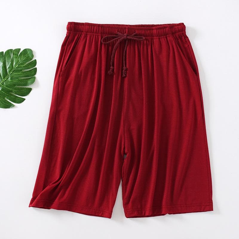 Men's Loose Shorts Thin Elasticity Breathable Stretch Quick-Drying Casual Plus Size Pajama Pants Beach Shorts XXXL wine red