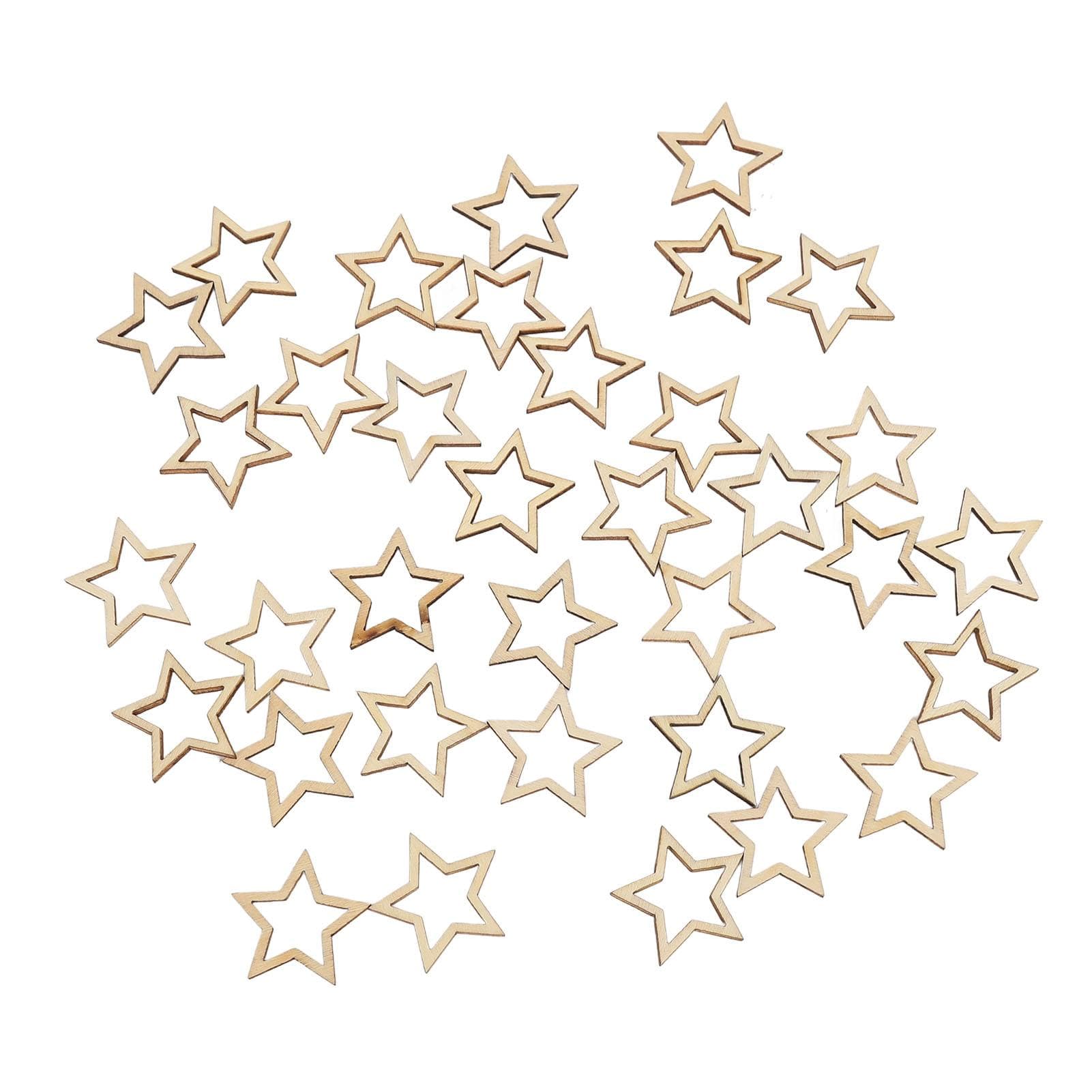 100pcs Wooden Star Decoration Hollow Out Exquisite DIY Crafts Wood Stars for Beauty Salons