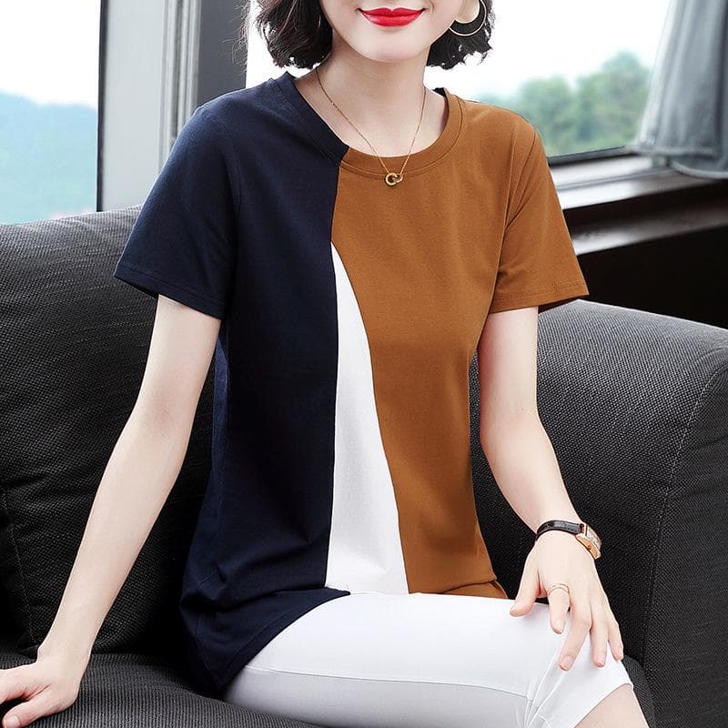 Large Size Women's New Style Middle-aged Mother's Short-sleeved T-shirt for Women's Summer Loose Mid-length Top 5XL