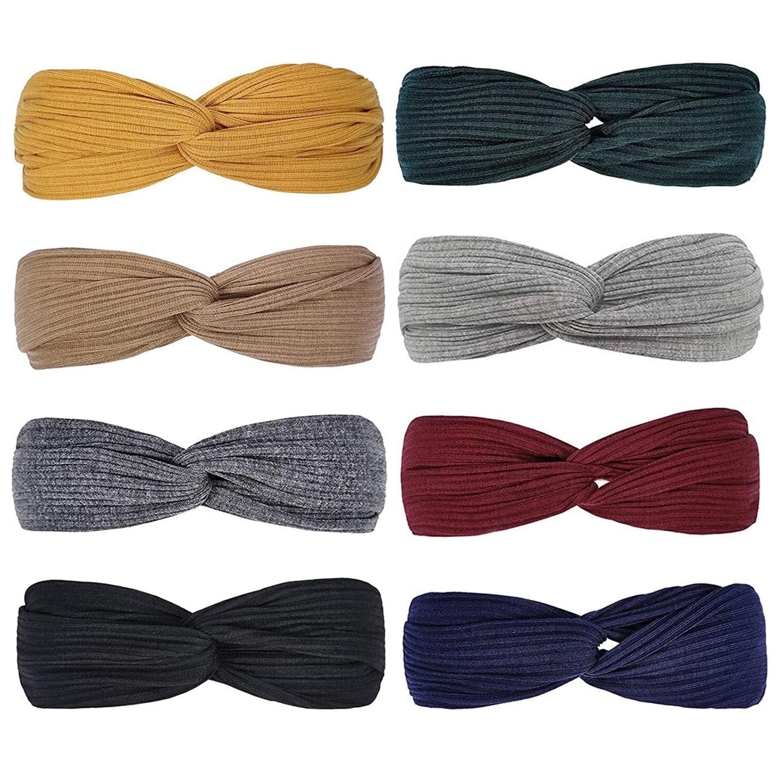 8PCS Cross-Tied Headband for Women Face Cleansing Hair Band Set High Elasticity Sports 2 multicolour