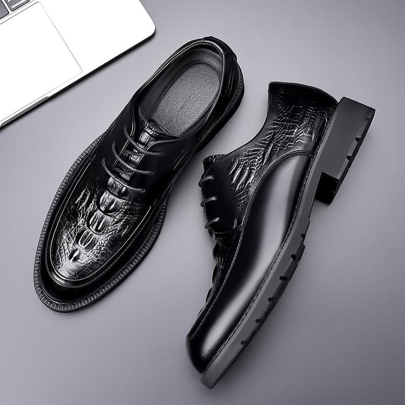 Leather Shoes Men's Spring Retro Casual Small Leather Shoes Men's Korean Version Genuine Leather Business Dress British Fashion Shoes 44 black