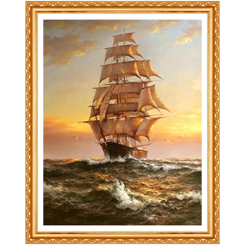 Diamond Painting Seascape Warship Sailing Ship Modern Picture Home Decor,3d Diamond Embroidery Decor 20X30CM