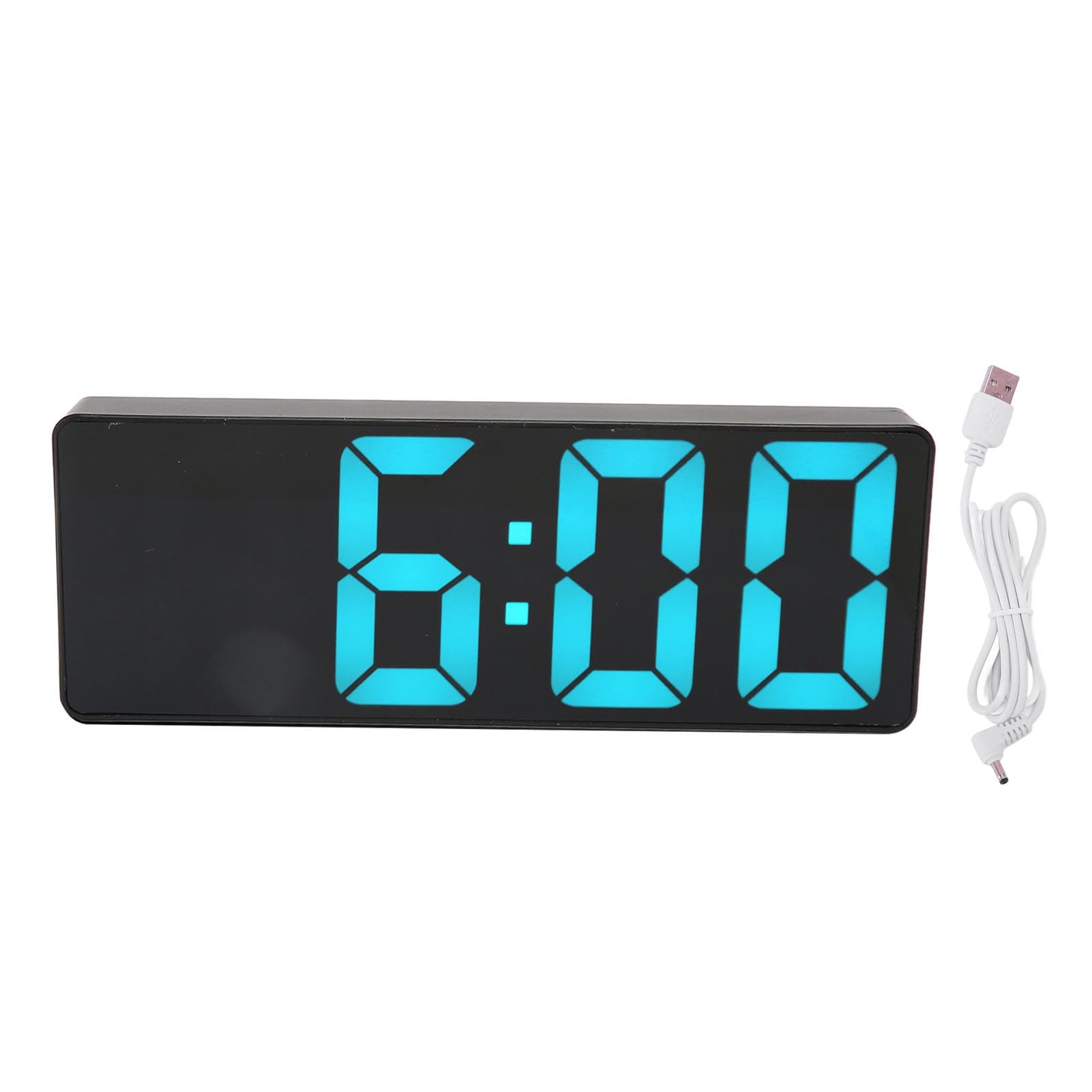 Digital Alarm Clock USB Battery Powered Large Blue Number Desktop LED Mirror Clock with Temp