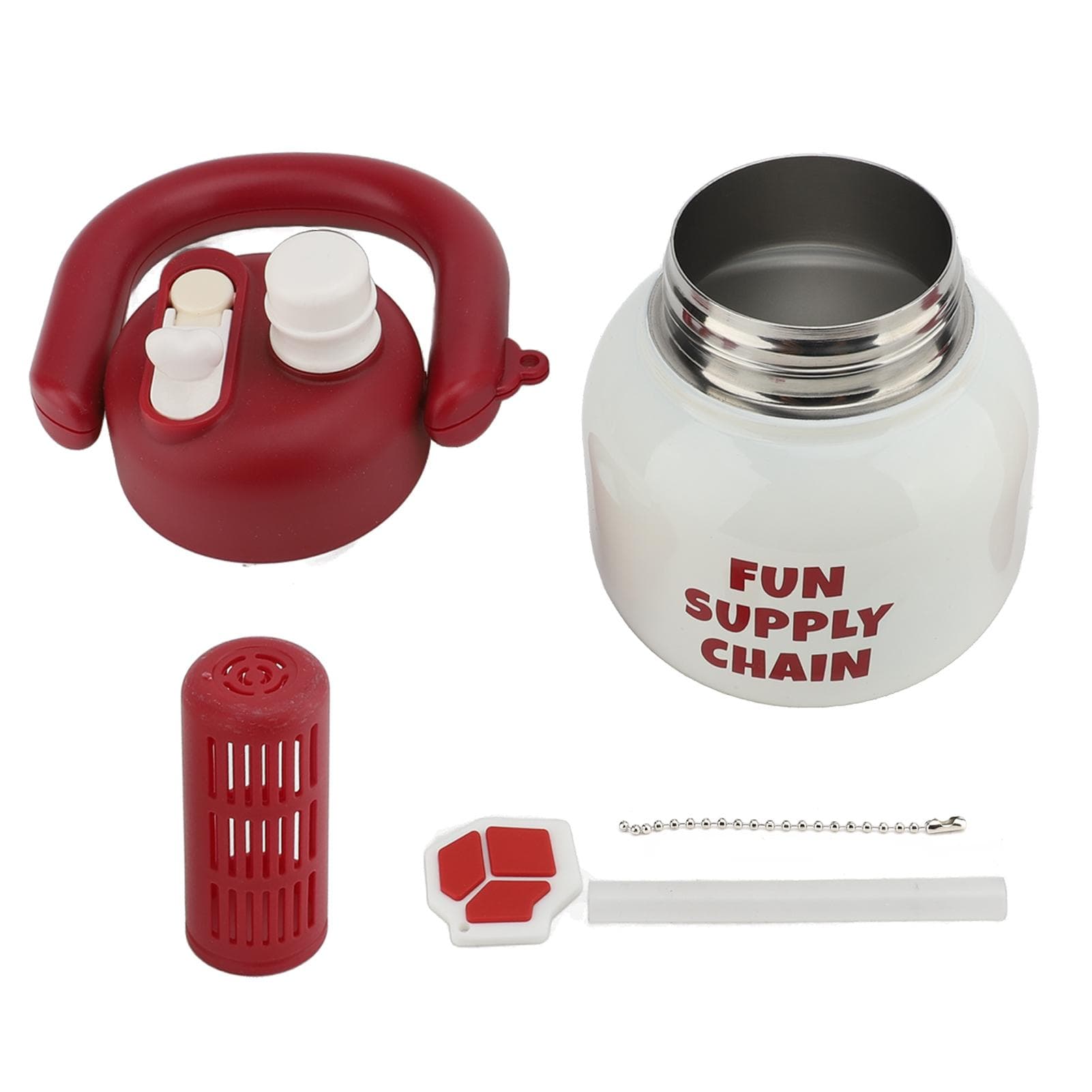Insulated Water Bottle 680ml Capacity 316 Stainless Steel Portable Insulated Water Cup with Straw White Red