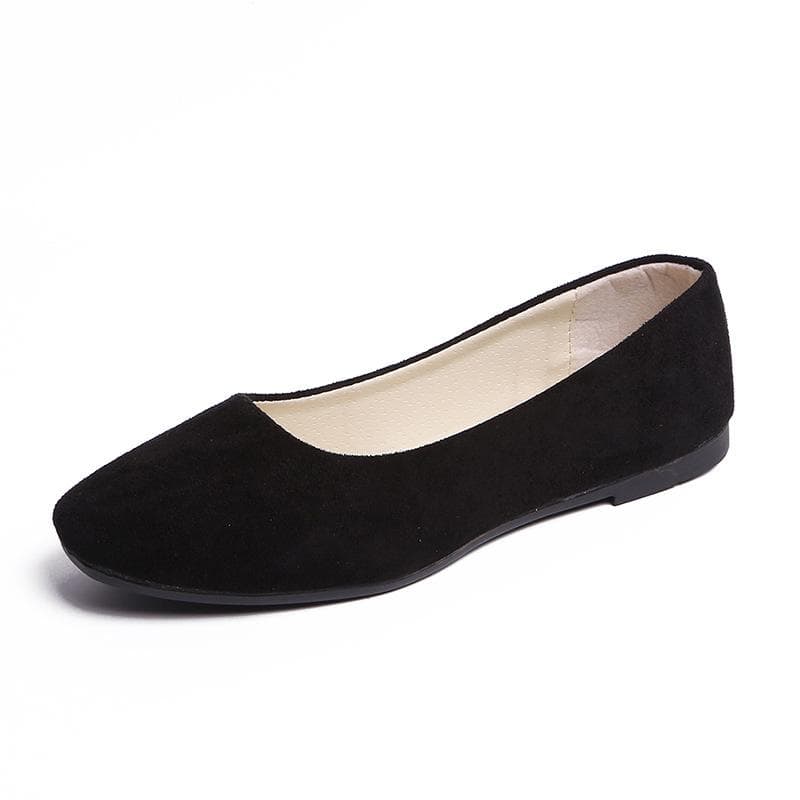 Women Girls Solid Plus Size Slip On Flat Shallow Comfort Casual Single Shoes 19 Colour 38 black