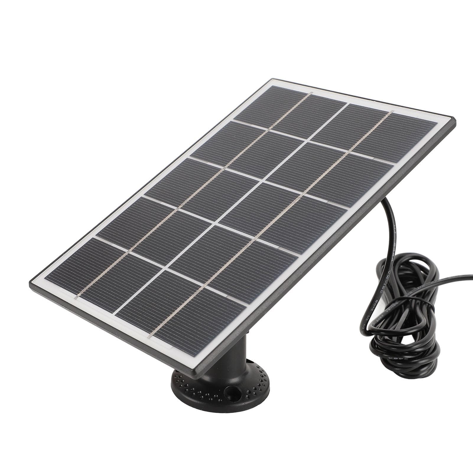 Security Camera Solar Panel Charger Wall Mounted 3W 5V Monocrystalline Solar Panel for Video black