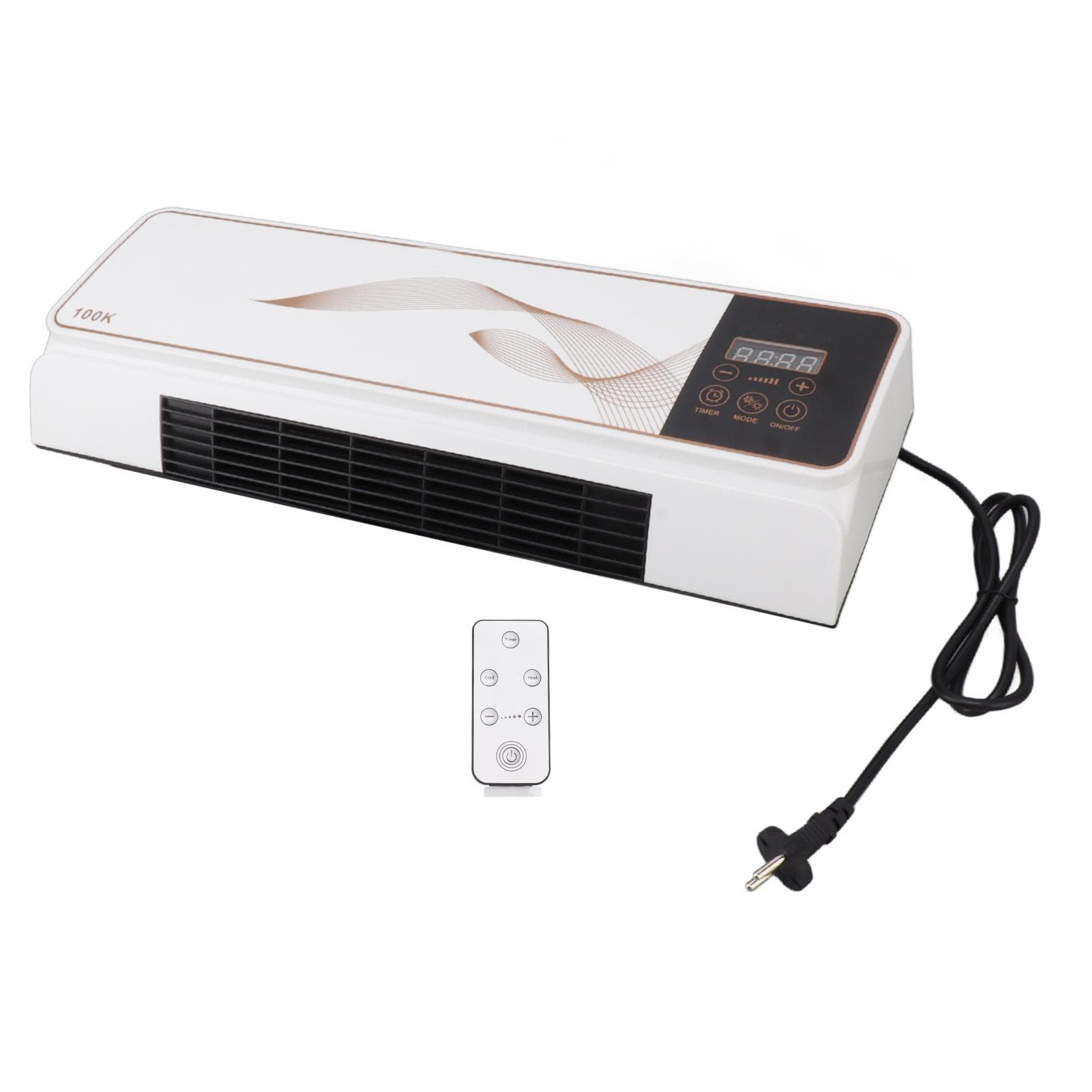 Electric Fan Heater ABS PP Wall Mounted Mini Heating Natural Wind Machine with Remote Control for