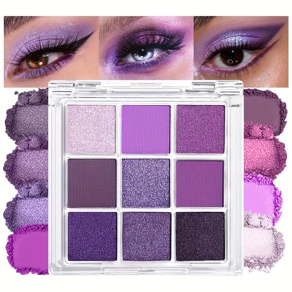 18 Color Blossom Purple & Pink Shimmer Eyeshadow Palette, Long-Lasting Waterproof, Matte & Shimmer Finish, Smoky Eye Makeup Palette for Women purple