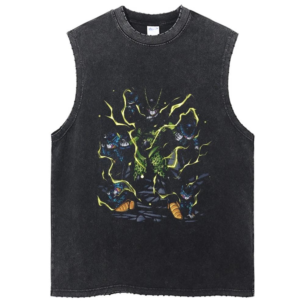 Dragon Ball Z T-shirts Harajuku Hip Hop Fashion Vintage Washed Anime Man Tops Tees Retro Manga Oversize Sleeveless Vest M