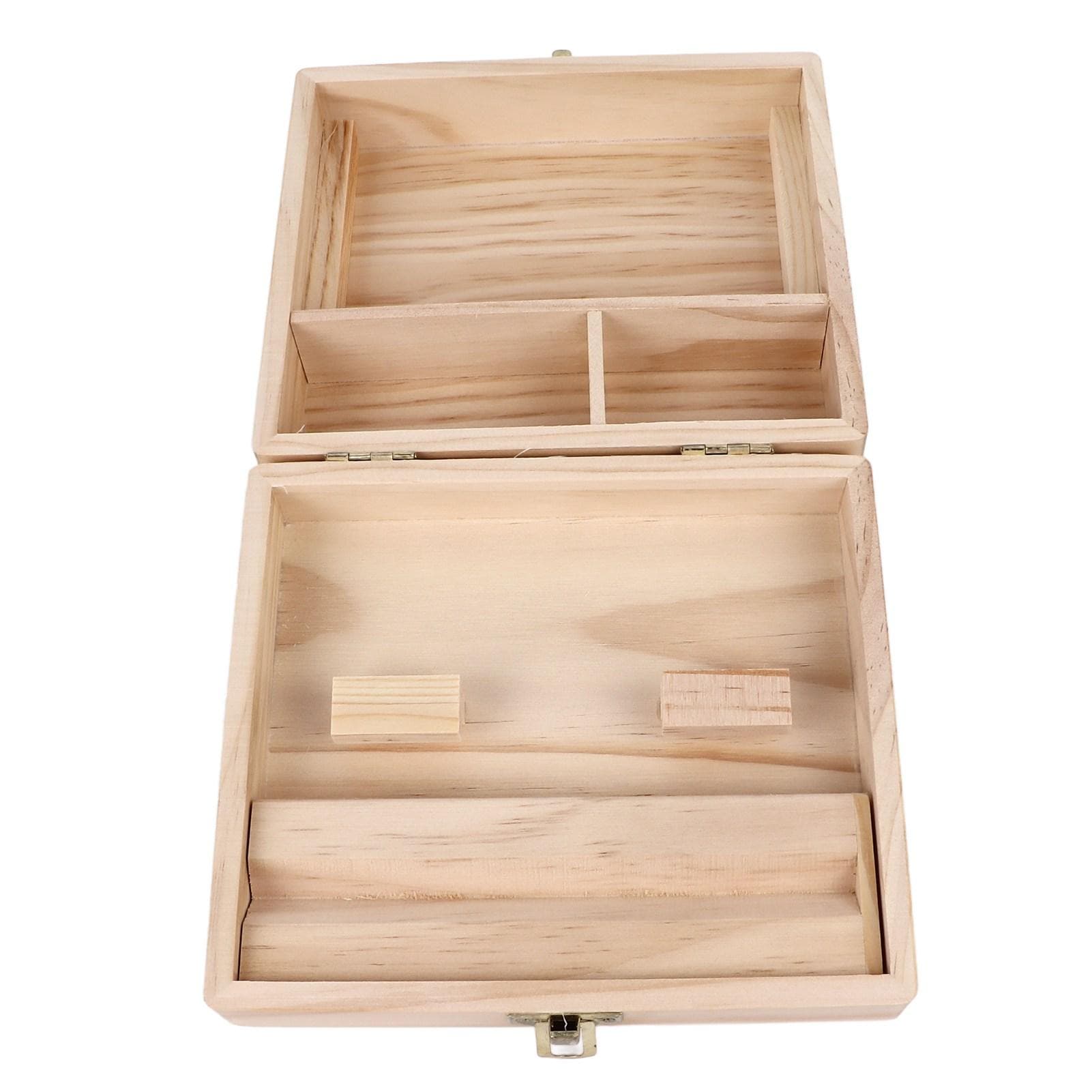 Stash Box with Rolling Tray 4 Compartments Safe Storage Sustainable Wooden Smoking Box for Herbs