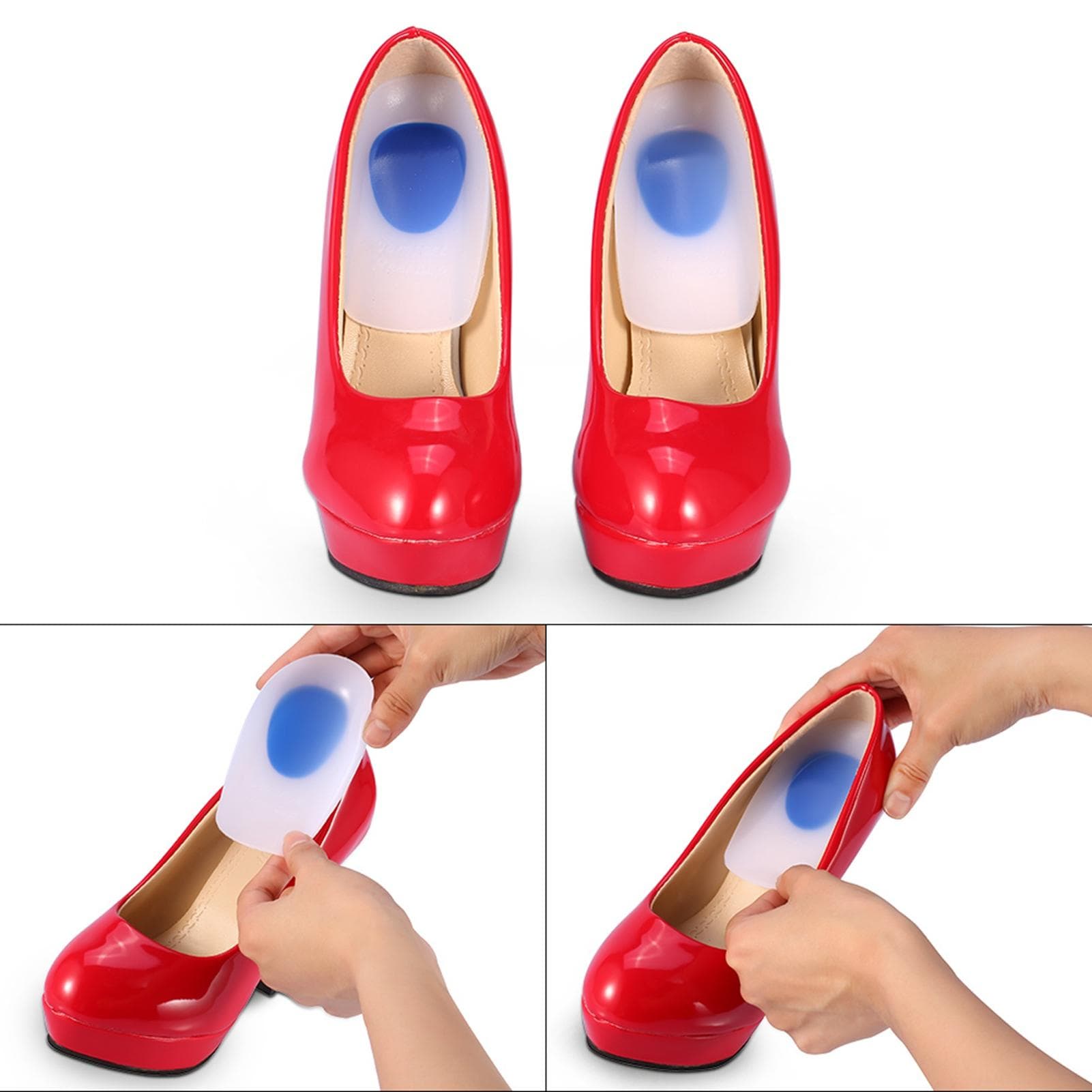 1 Pair Heel Support Pad Cup Silicone Shock Cushion Heel Insoles (M)