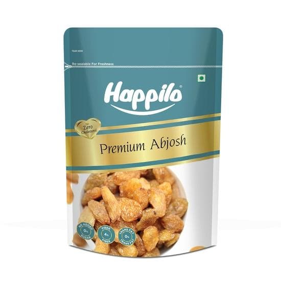 Happilo Premium Abjosh 200g, Natural Munakka Dry Fruits Large Golden Raisins, Naturally Sweet, Tasty & Healthy Snack, No Artificial Flavour