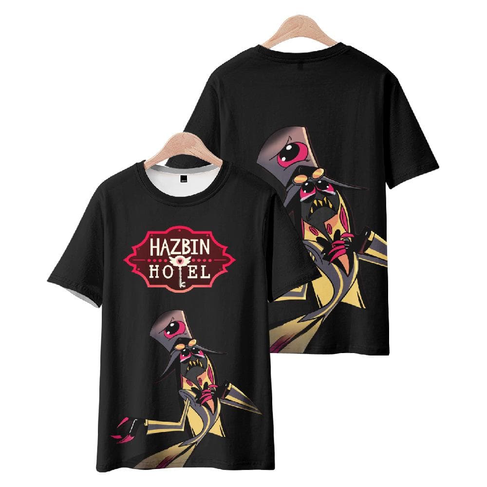 14 Colors Summer Fashion Women/Men's Casual Anime Hazbin Hotel Cartoon Printed Cosplay Short Sleeve T-shirts M black/yellow