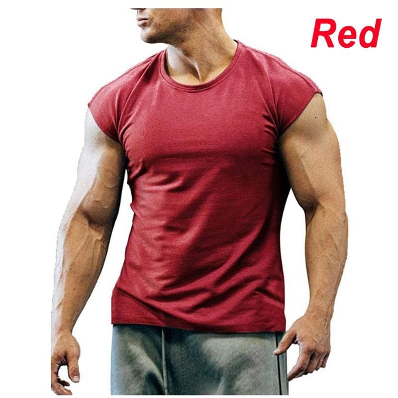 Men's T-Shirts Fashion Short Sleeved Fitness Bodybuilding Shirt For Men Workout Slim Fit Cotton tee tops XXXXL red