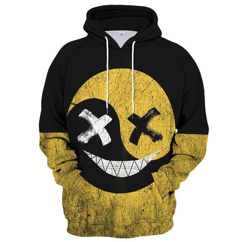 2023 Color Block Funny Smiling 3D Print Boys Casual Pullover Hooded Long Sleeve Sweatshirt For Spring Fall Kids Tops Outdoor 160