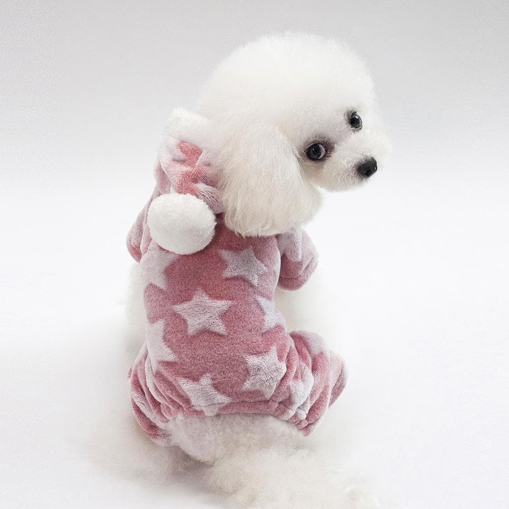 Pet Clothes Dog Clothes Autumn and Winter Pet Pajamas Pet Four-legged Fleece Star Four-legged Fleece XXL pink