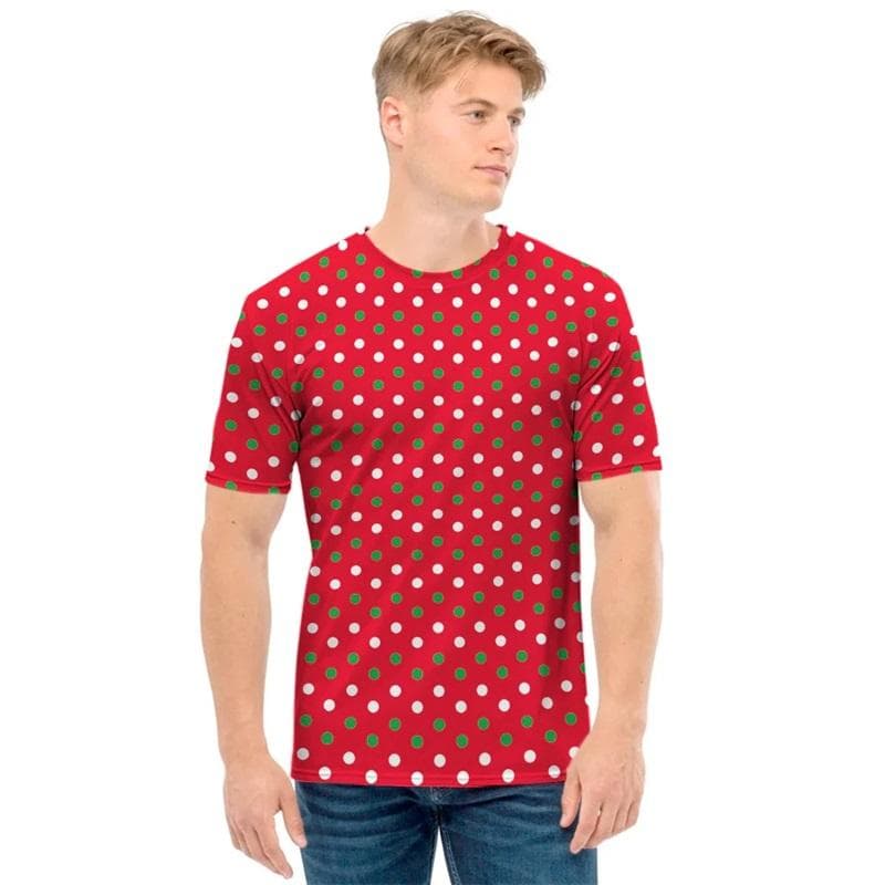Polka Dot Pattern 3D Print Mens T Shirt Summer Short Sleeve Crew Neck Tee Shirts Tops Streetwear Mens Plus Size T Shirts 3XL