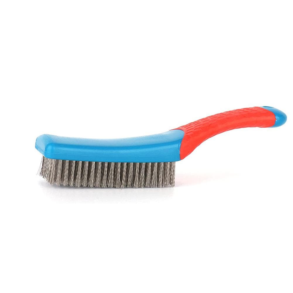 Small Wire Brush Stainless Steel Scratch Brushes Multipurpose Silicone Handle Brush for Metal Rust multicolour