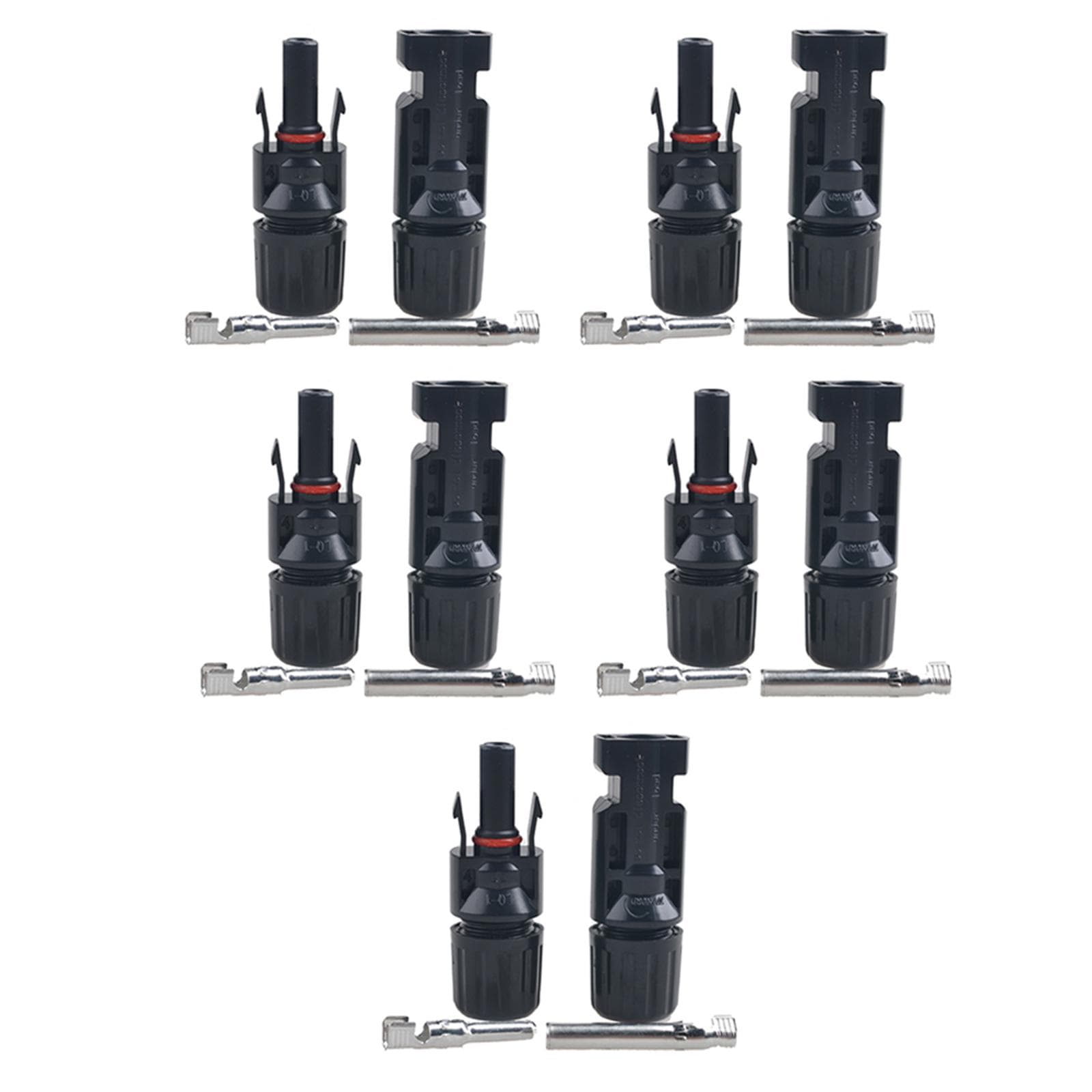 5 Pair Male/ Female Solar Panel Cable Connectors Double Seal Rings for Better Waterproof Effect IP67 A501 pack5