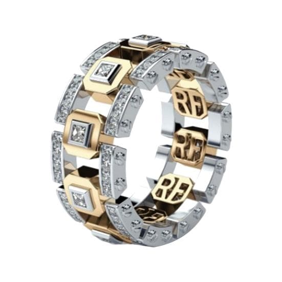 Men Women Two Tone Shiny Rhinestone Finger Ring Engagement Wedding Jewelry Gift US 10 golden