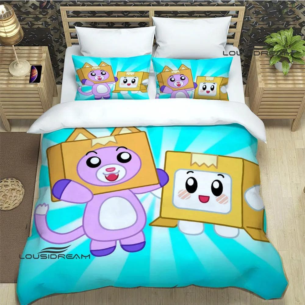 Lankybox Foxy Boxy cute printed Bedding Sets exquisite bed supplies set duvet cover bed comforter set bedding set luxury 155x215cm 3pcs