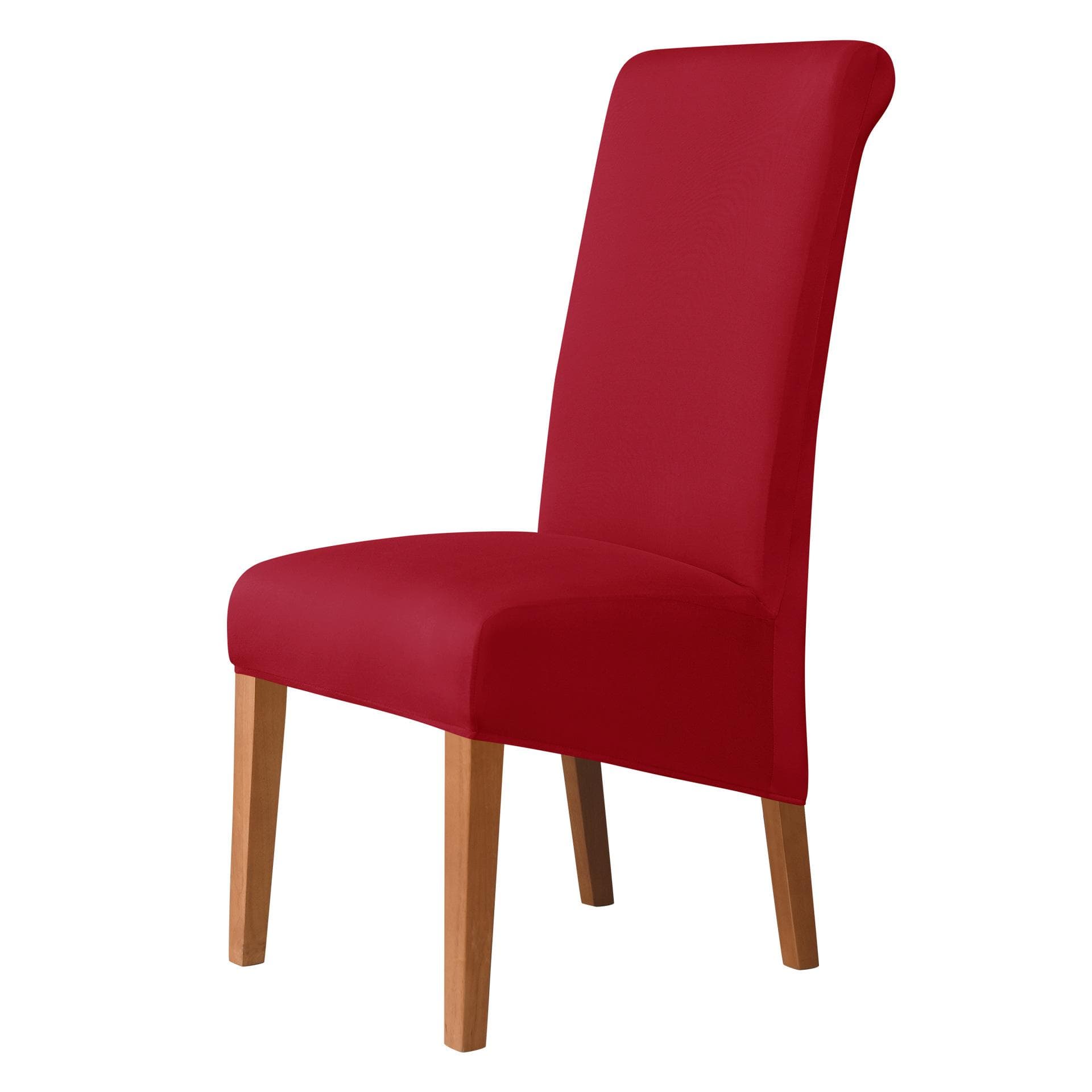 High Back Solid Color Chair Cover XL Size High Elasticity Smooth fabric Chair Covers for Dining Room Kitchen Stretch Home Decor 1pc red