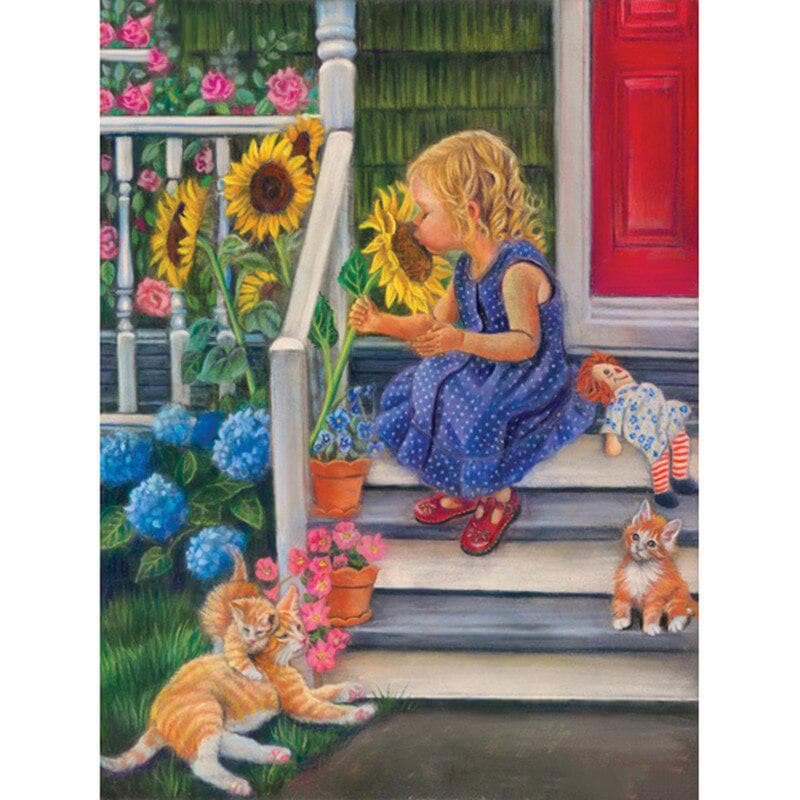 Full Round Drill Diamond Embroidery Girl with Flowers DIY Diamond Painting Cross Stitch Rhinestone 20X30CM