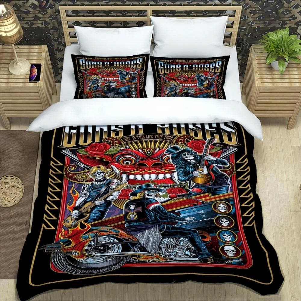Rock Band Guns N' Roses Bedding Sets exquisite bed supplies set duvet cover bed comforter set bedding set luxury birthday gift US Queen 228x228cm