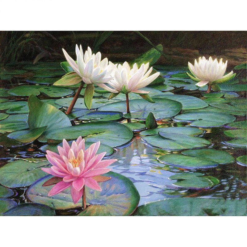 Full Round Drill Diamond Embroidery Lotus Pond 5D DIY Diamond Painting Cross Stitch Rhinestone 20X30CM