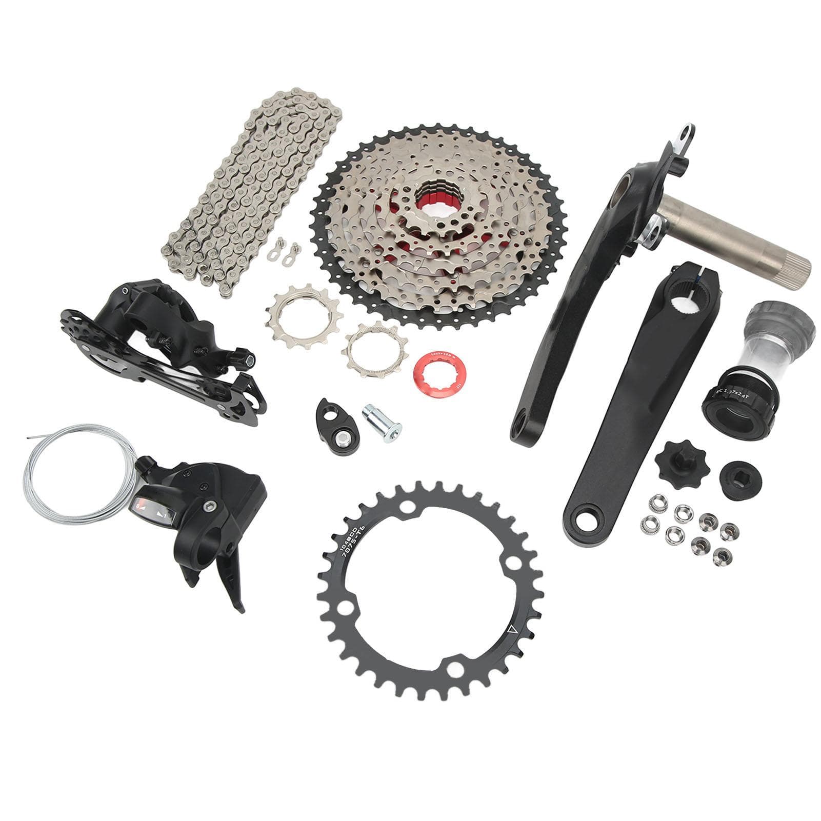 8 Speed Groupset Lightweight 46T Flywheel Bike Shift Kit with Shifter Chain Rear Derailleur for