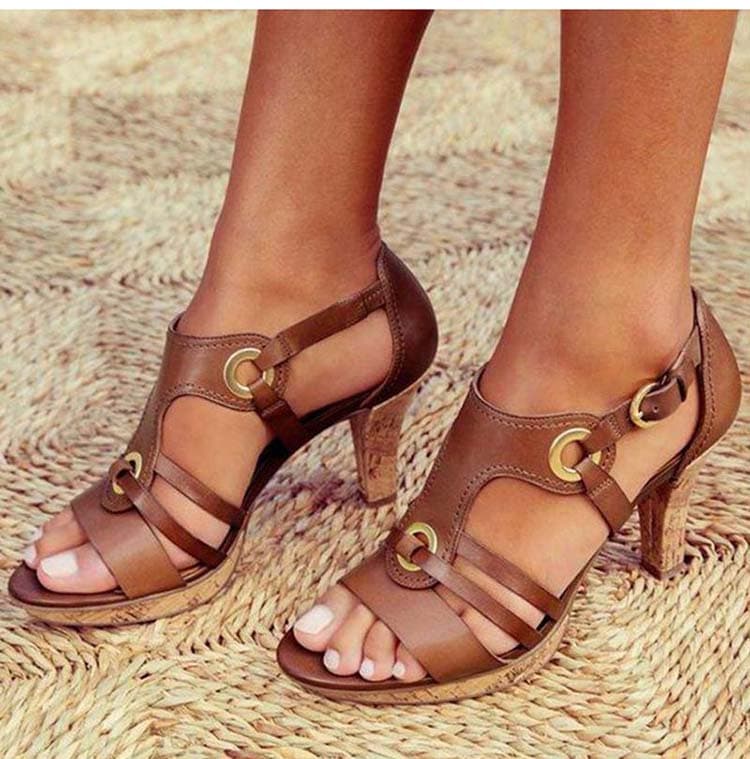 Women's Sandals Summer Roman Woman Shoes High Heel Retro Bohemia Shoes Female Comfortable Sandals Ladies Casual Footwear 35 brown