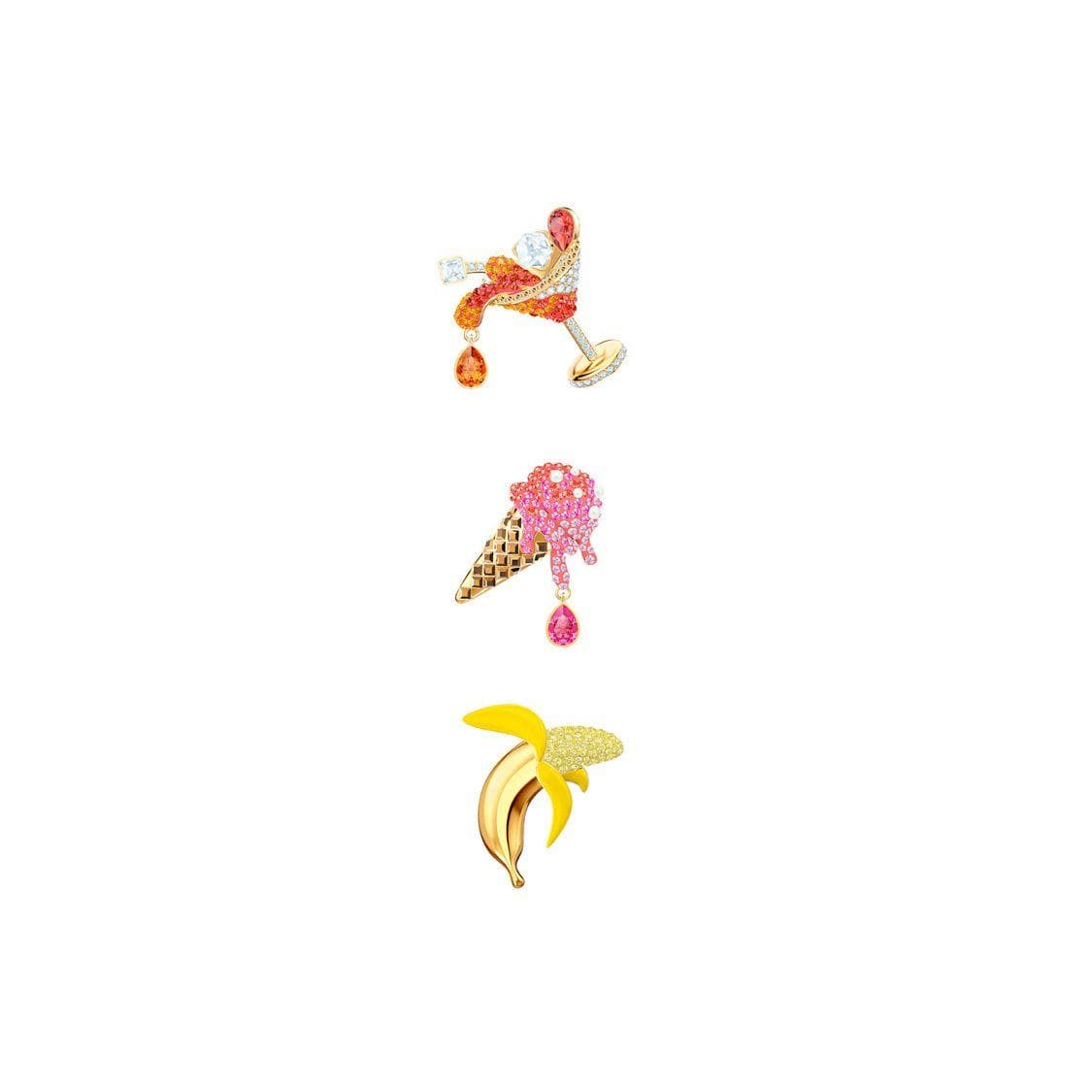 Swarovski Summer Cocktail Ice Cream Colorful No Regrets Gold Plated Brooch Women brooch 5468254 Multicolor,F