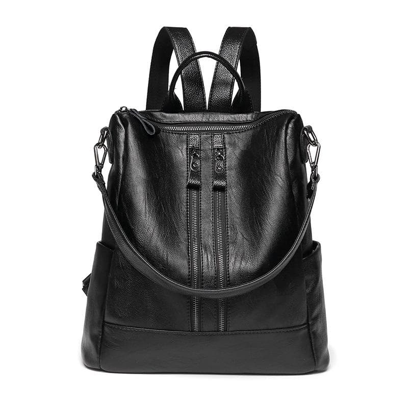 Fashion Backpack Simple Female Bag Light Backpack Leisure Travel Large Capacity Soft Leather Backpack