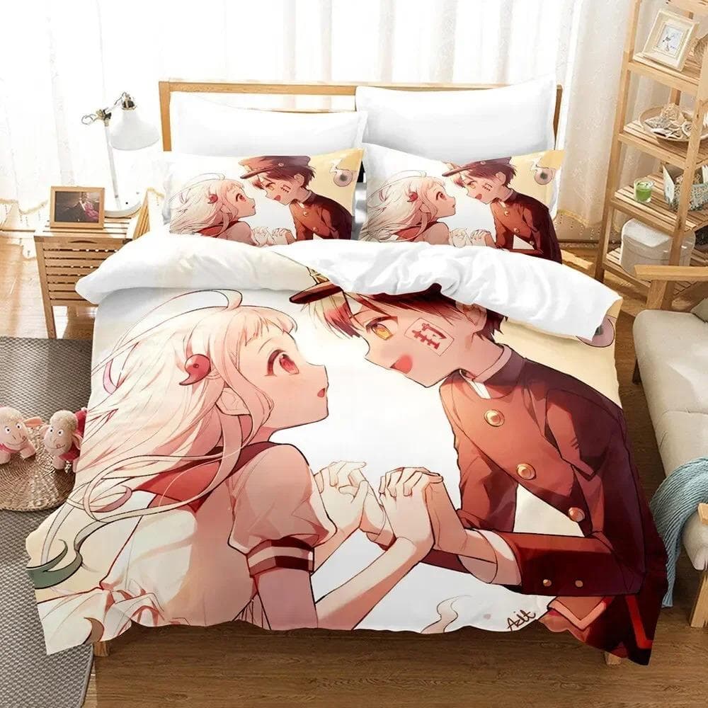 Fashion 3D Printing Anime Toilet-bound Hanako-kun Bedding Set Duvet Cover Sets Comforter Bedding Double Size Adults Kids Gift AU Double 180x210cm