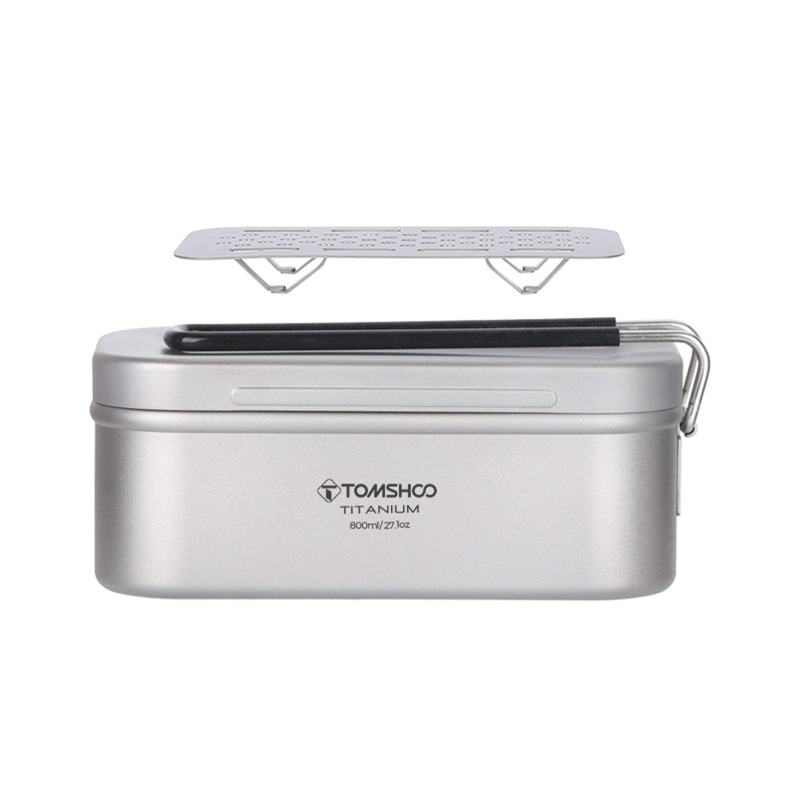 TOMSHOO Lunch Box 800ML Titanium Lunch Food Container Tin Box with Steaming Rack for Outdoor 800ml