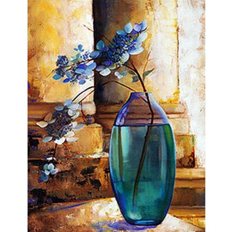 Picture Rhinestone Mosaic Diamond Painting Flower Bottle Full Drill Cross Stitch Diamond Embroidery 20X30CM